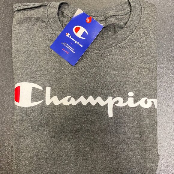 Champion CHARCOAL GRAY Crew Neck Short Sleeve T-shirt Men's US Size Small - Picture 4 of 5